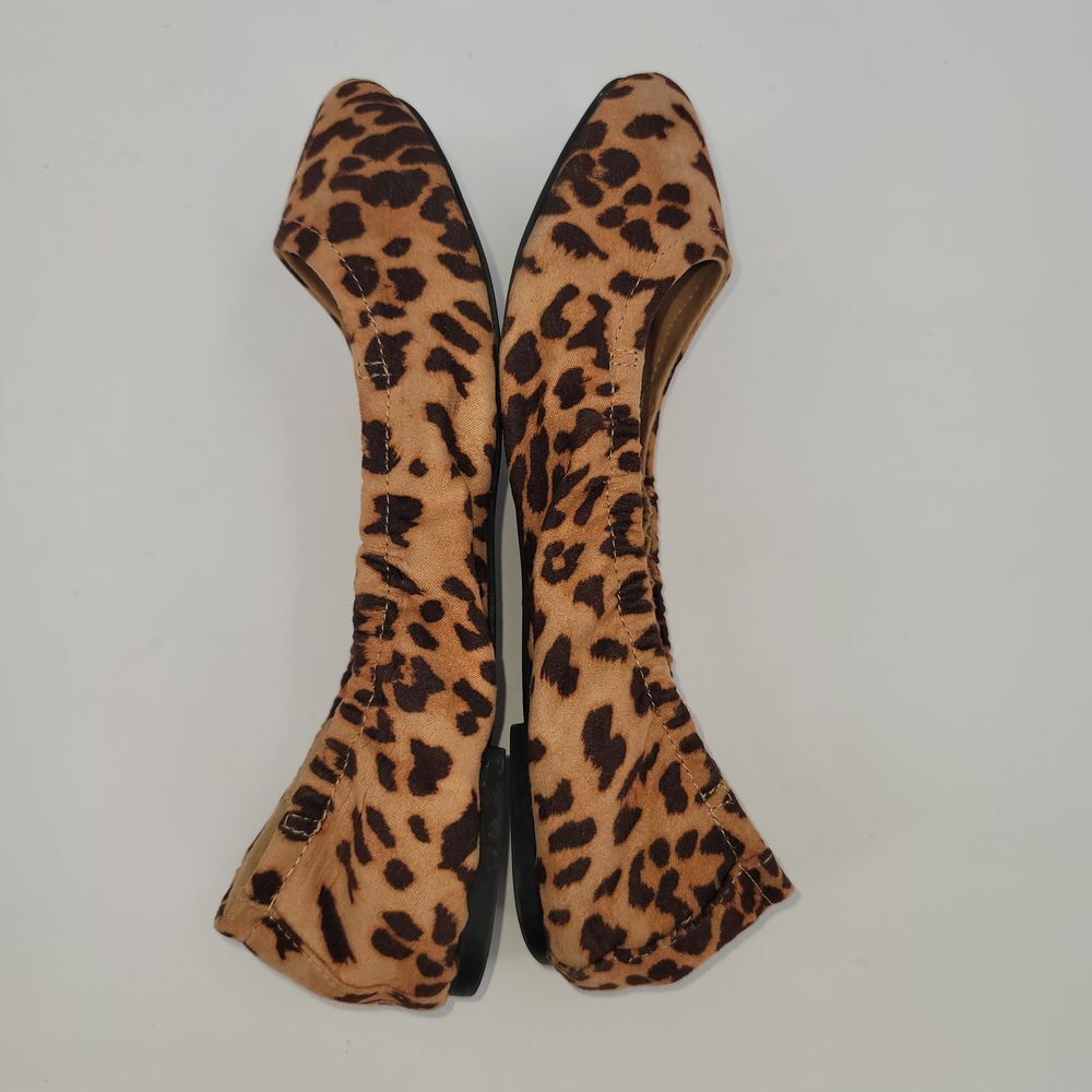 Torrid Scrunch Ballet Flats‎ Sz 8 W Animal Print Leopard Preppy Ballerina Shoes - Picture 6 of 8